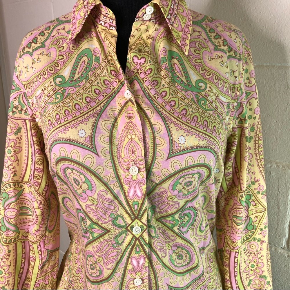 Lucky Brand Paisley Floral Retro Y2K Button Up Shirt - Picture 4 of 7